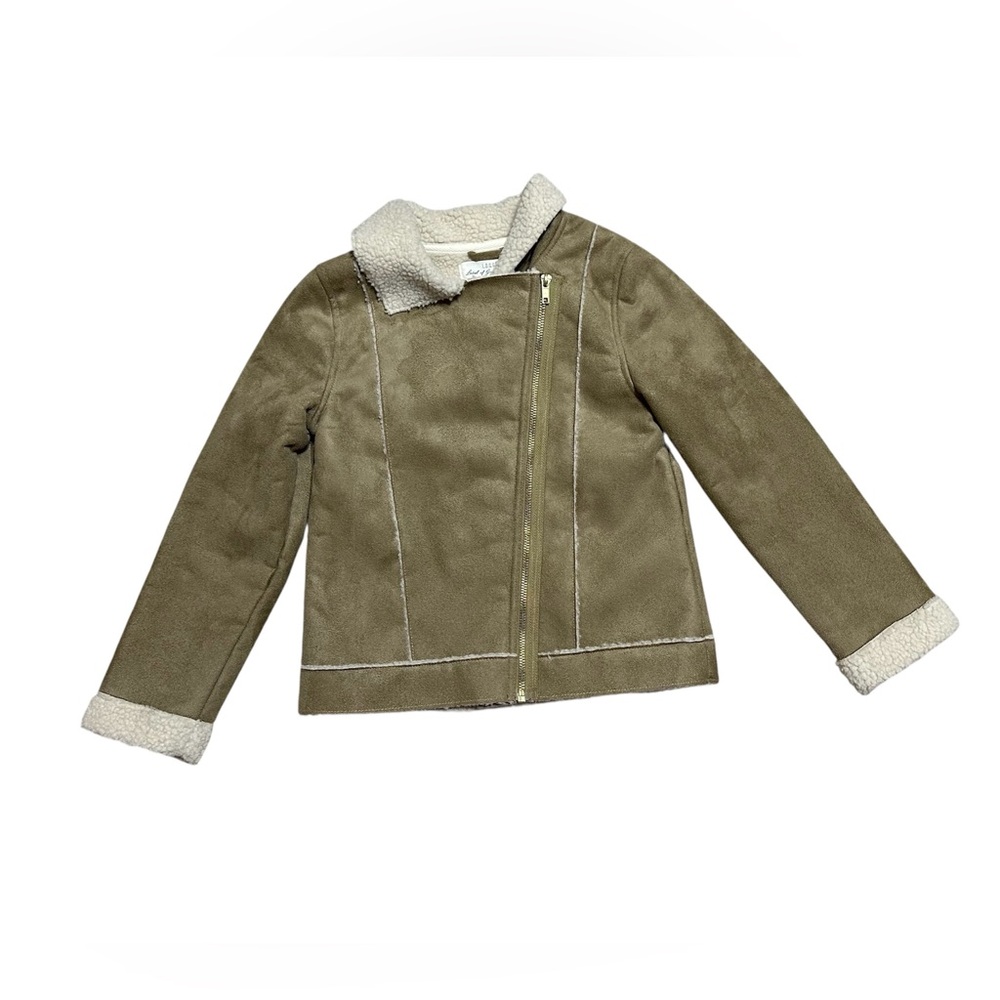 H&M LOGG Tan Suede Jacket Size 7-8 Youth Girls zip up